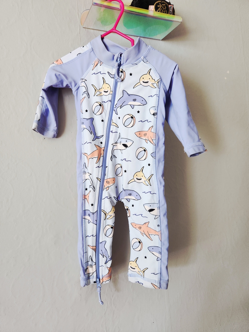 Caden Lane 0-3m Print Long-Sleeve Swim One-Piece